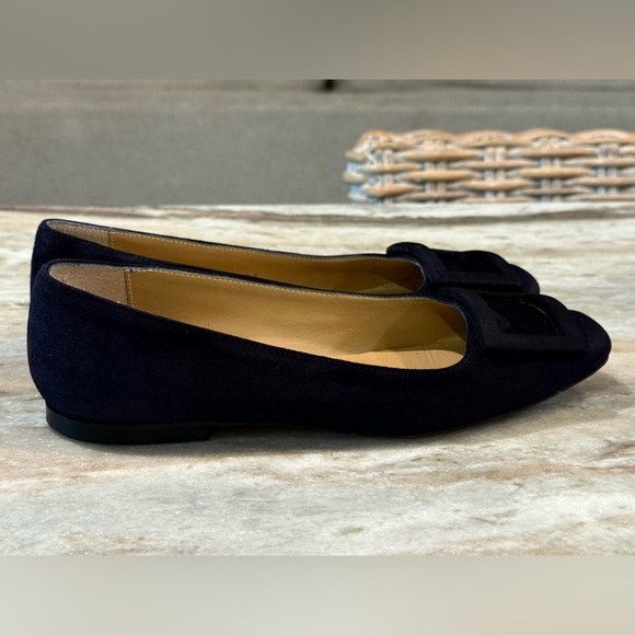 Women’s ANN MASHBURN navy blue suede buckle flats- Size 35 - Picture 6 of 8